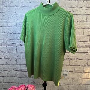 Studio Works NWT Green Ribbed Mock Neck Sweater Top - New with Tags - Size Med